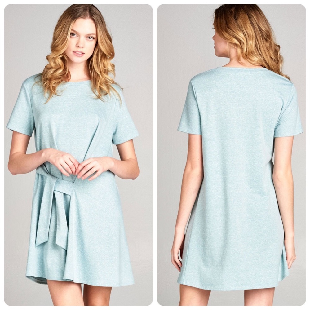 Mint Green Tie Front Dress - Picture 3 of 4
